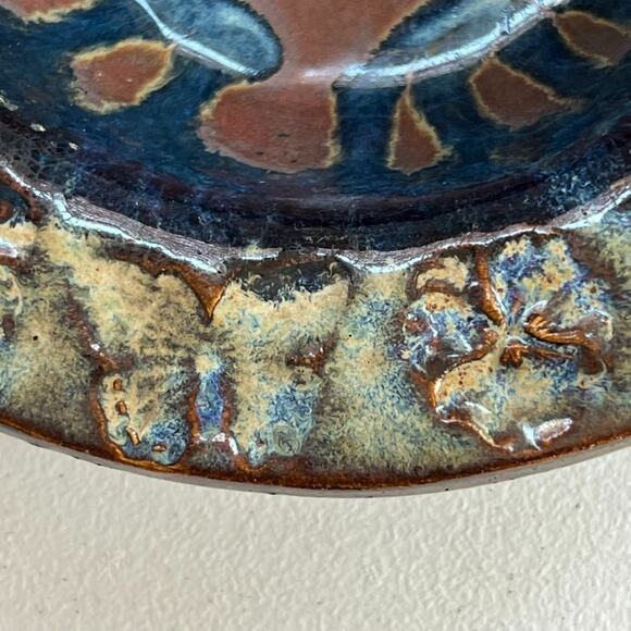 Art Studio Pottery Stoneware Bowl 9.5" Glossy Finish Multicolor Abstract Design - Picture 4 of 9